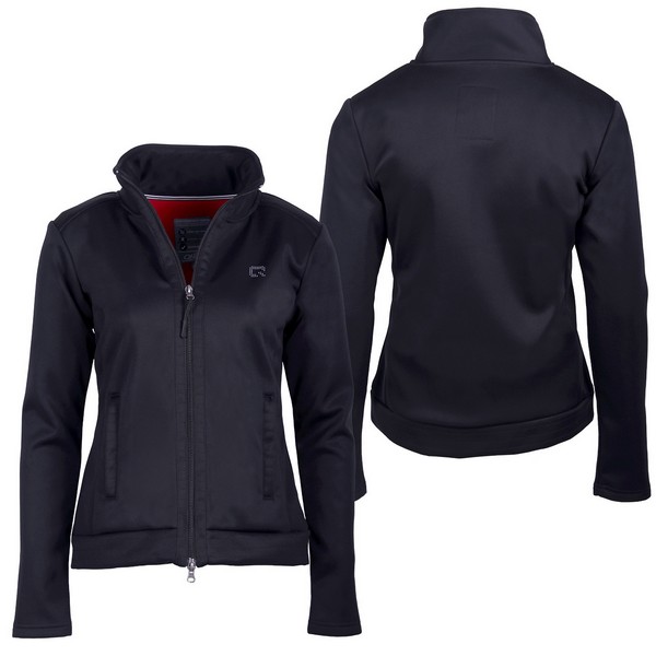 Fleece Leslie, Qhp Sporttinen takki, jossa on pehmeä fleece sisäosa kontrastivärinä punainen. Varustettu vetoketjutaskuilla,