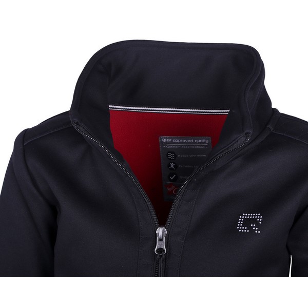 Lasten fleece takki, Qhp Sporttinen takki, jossa on pehmeä fleece sisäosa kontrastivärinä punainen. Varustettu vetoketjutaskuilla